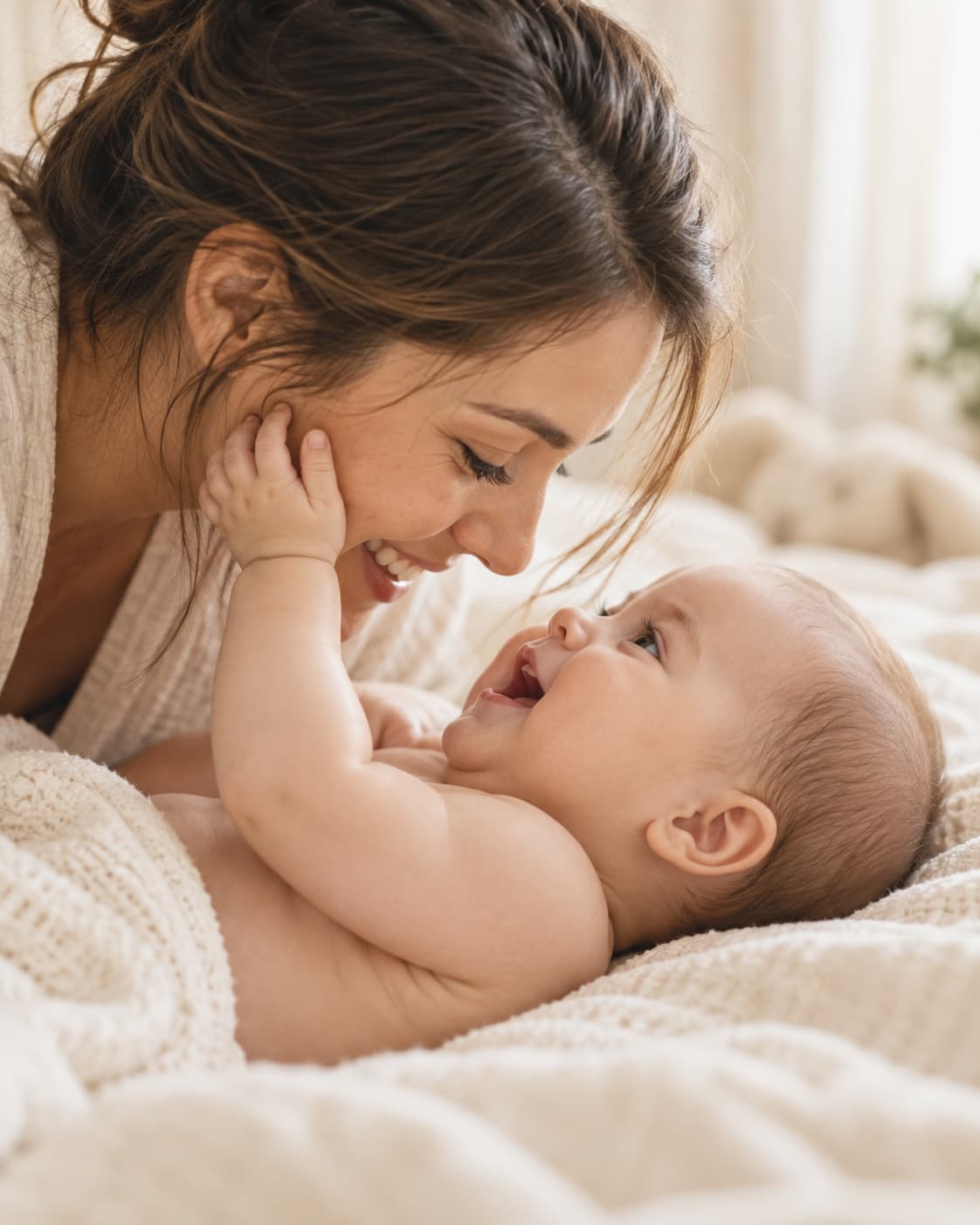 Mother sharing a tender moment with her baby